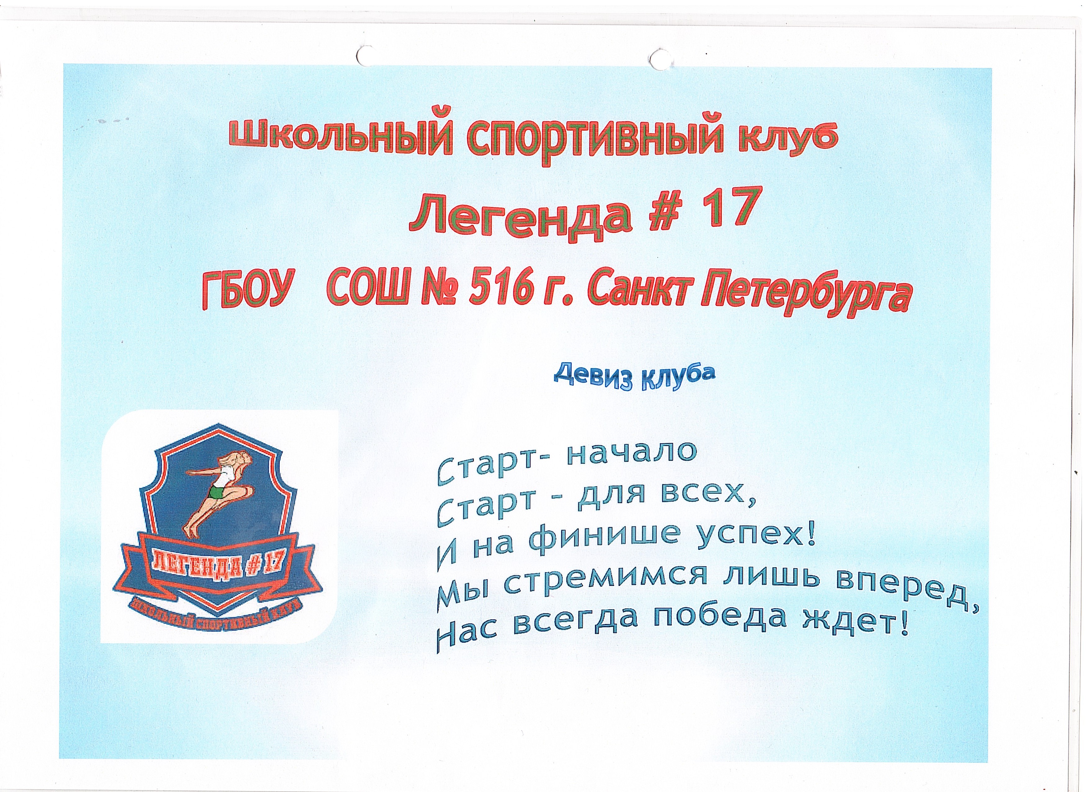 Государственное бюджетное общеобразовательное учреждение средняя  общеобразовательная школа №516 Невского района Санкт-Петербурга - ШСК